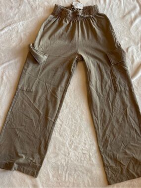 Zara Olive Green Cargo Sweatpants for Kids